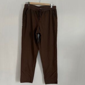 Max Studio Women Tie Front Linen Blend Brown Pants Size L
